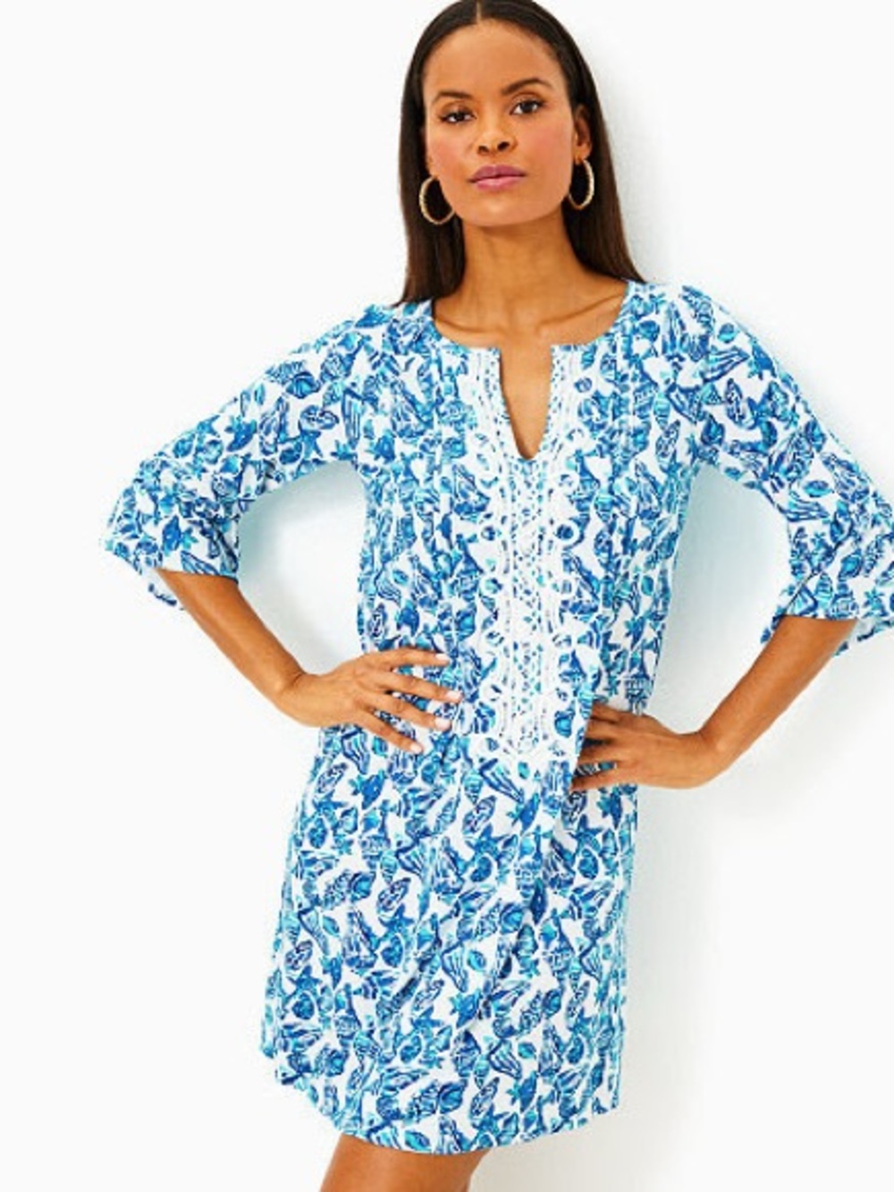 Lilly Pulitzer NWT- Krysta Tunic blue Shell Print Dress, Size S